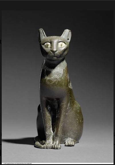 Ancient Egyptian Statue of the Goddess Bastet, Black Cat